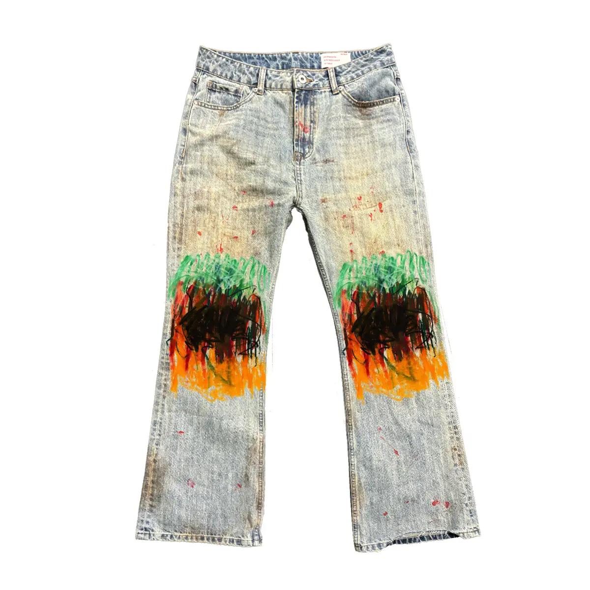 Shibu Steampunk Denim Men and Women Trendy Spray Pictures Print Wasteland Style High Street Rebel Outfits