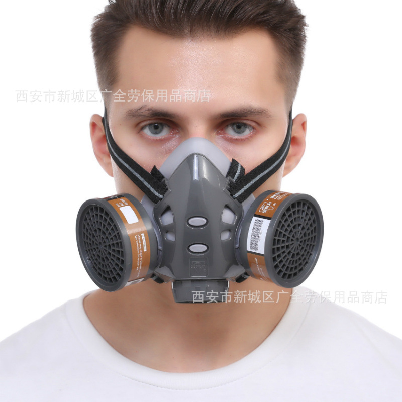 Anshuangli 308p gas mask spray paint chemical pesticide anti-paint odor KN95 double can Gas Mask mask