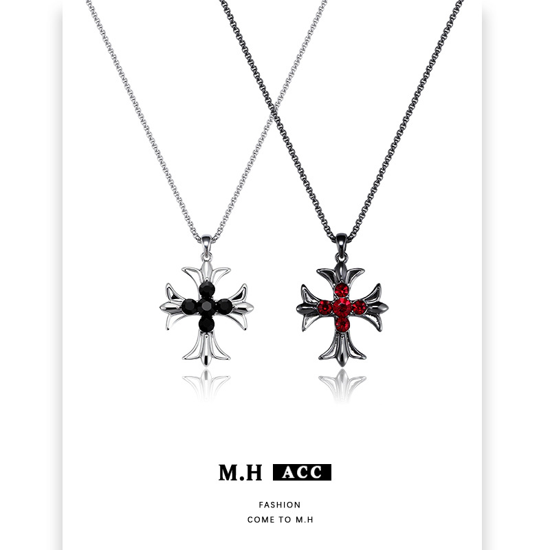 Dark Night Cross Necklace Original Design Niche Gothic Dark Style Fashionable Clavicle Chain Necklace for Women Wholesale