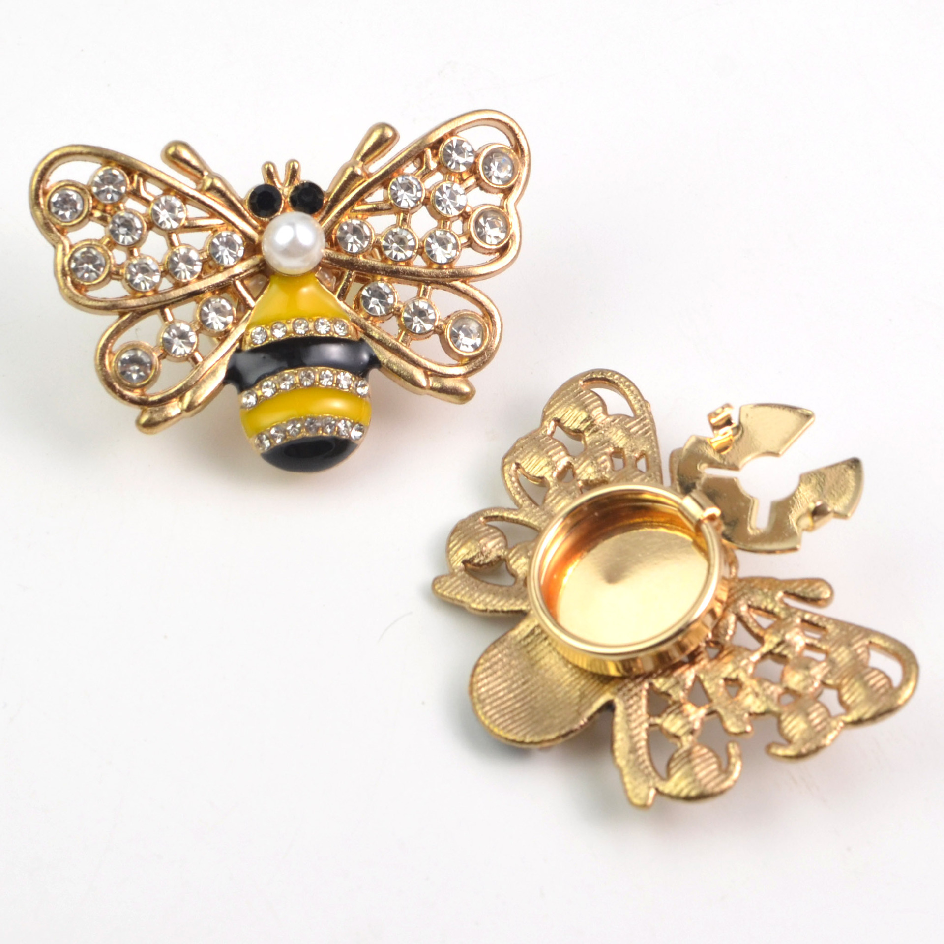 Button Cover Alloy Bee Rhinestone Shirt Cufflink Button Cover Flower Collar Button Rhinestone Button Cover
