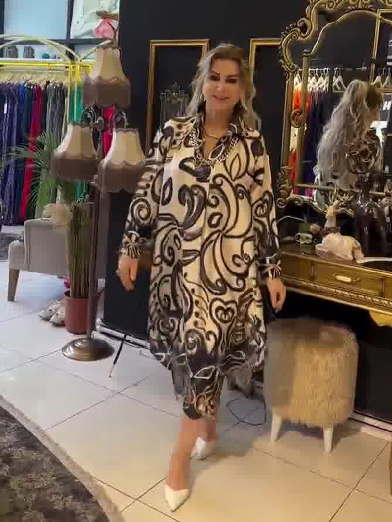 Cross-border Amazon 2024 Europe and the United States summer new square collar printed long sleeve loose dress positioning flower women's clothing