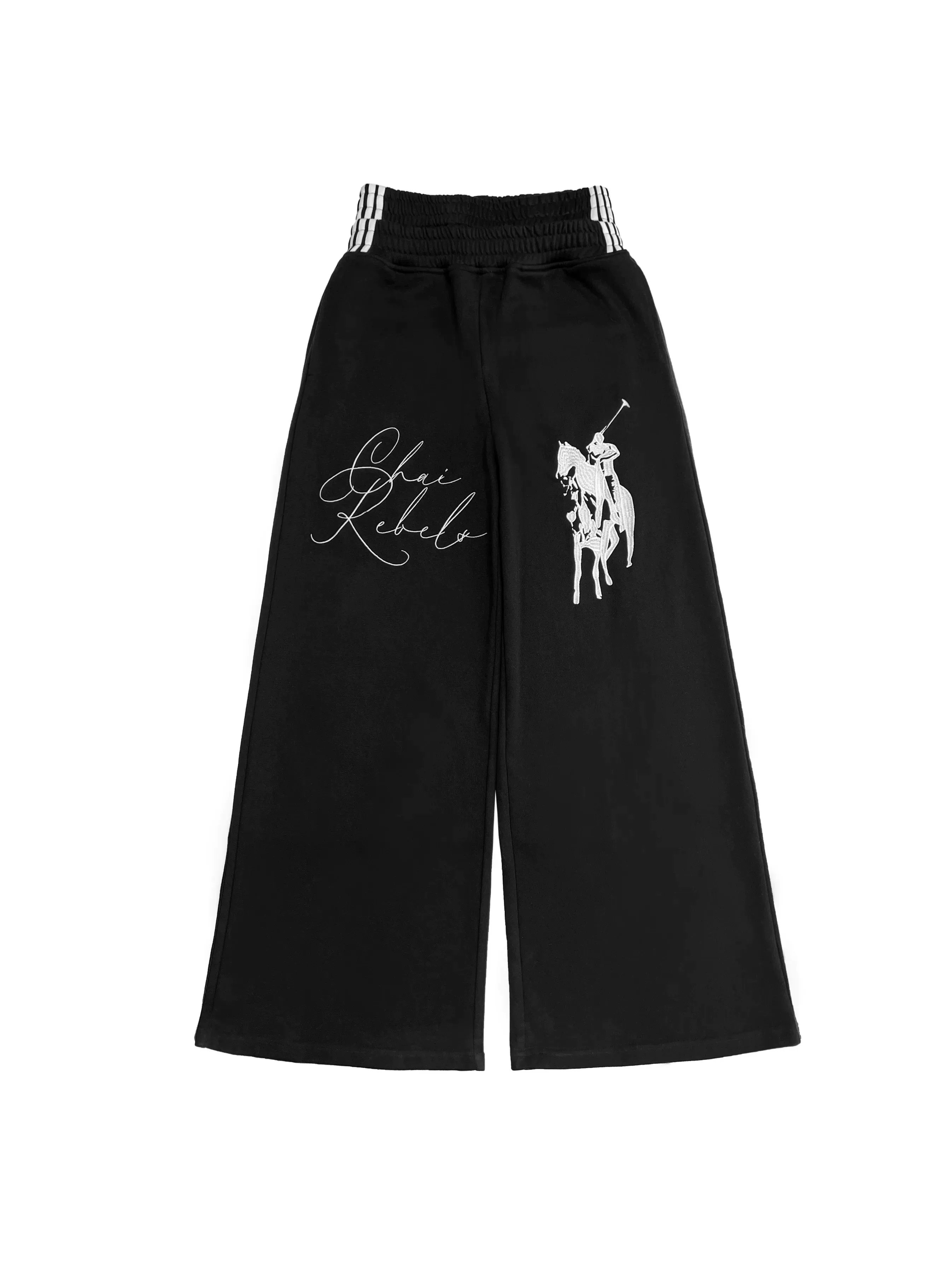 American Retro Embroidered Horse Logo Wide-Leg Scimitar Sweatpants for Men and Women, Double Waistband, Heavy-Duty, Loose Casual Sports Pants Foto QC de TAOBAO na Qualit.ly