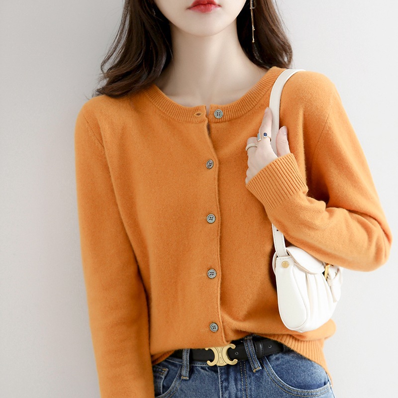 Brand 2025 Autumn Style Cardigan Long Sleeve Round Neck Loose Sweater Women's Sweater Factory Direct Sales