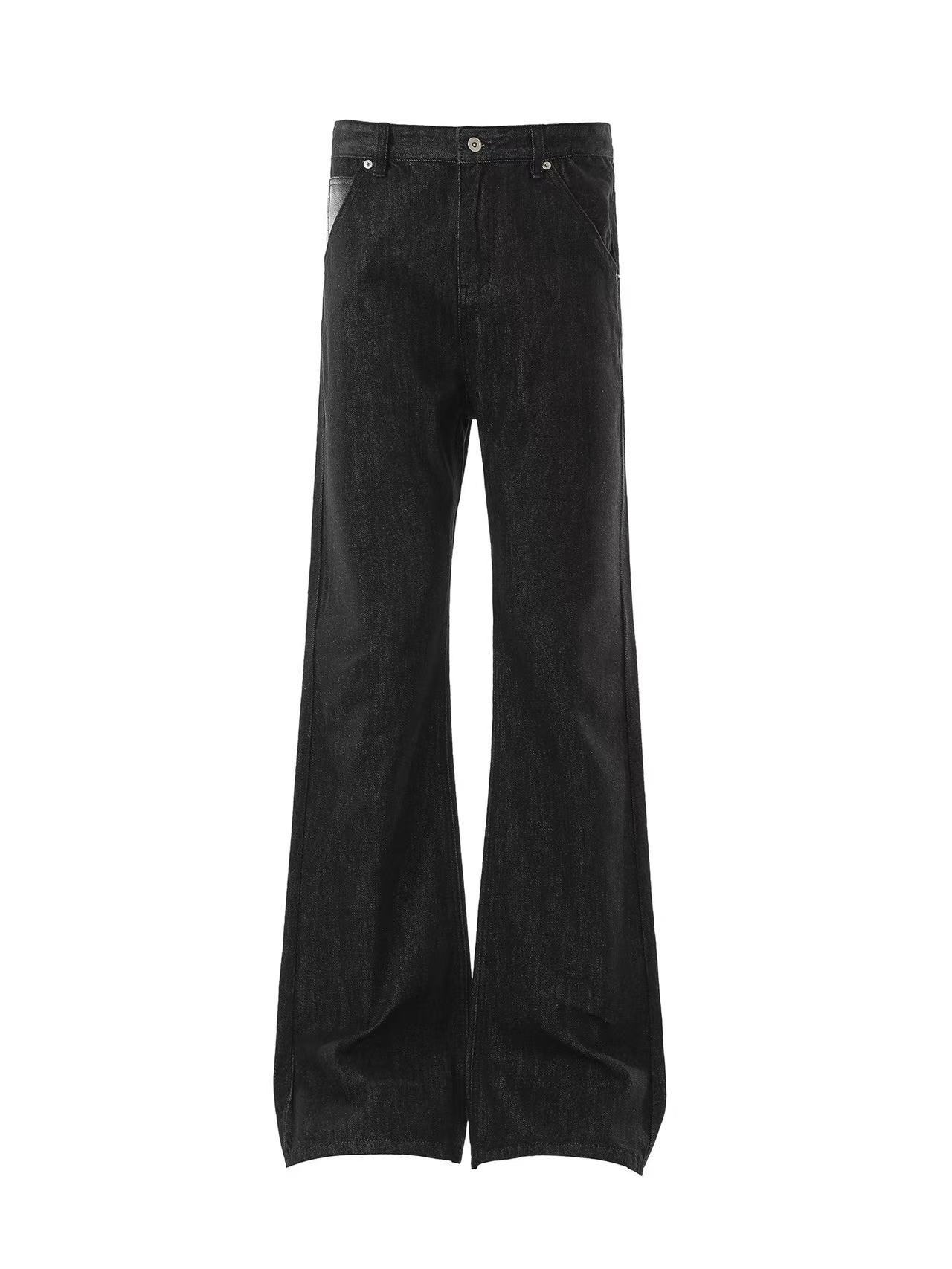 Slightly Flared Stacked Four-Stripe Narrow-Cut Raw Denim Jeans for Men and Women, Straight Slim Fit Cleanfit Pants, Trendy Brand