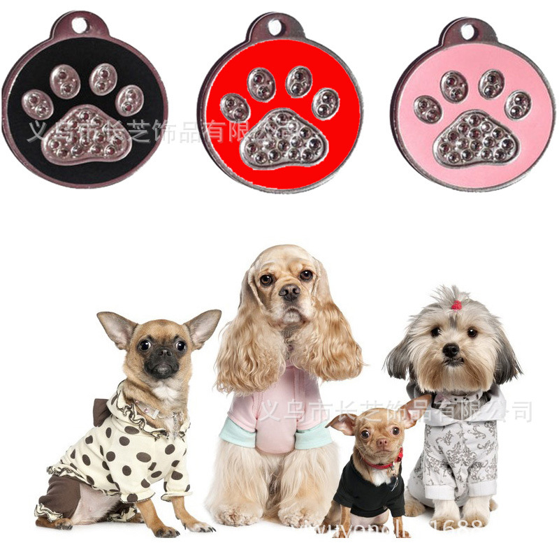 Aliexpress Metal Pet Jewelry Paw Print Nameplate Pendant Without Diamonds Dog Tag Jewelry Anti-Lost Engraved Cat Anti-Lost