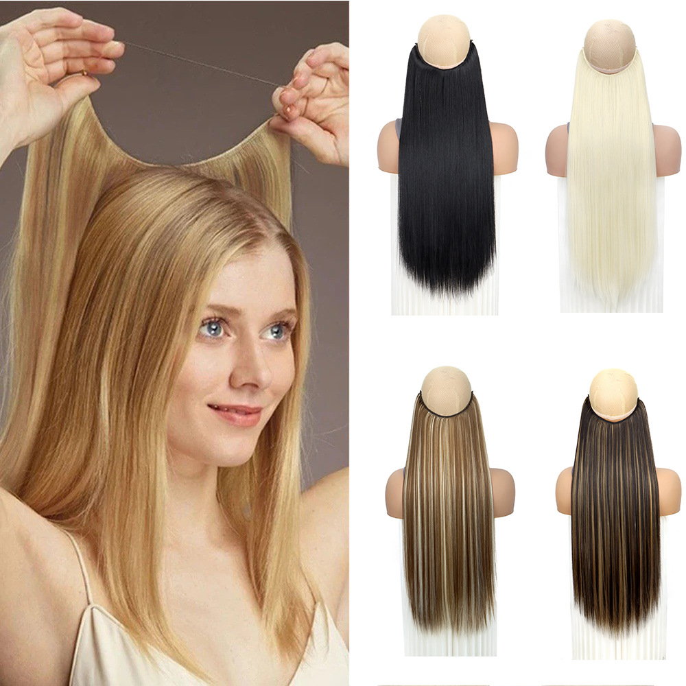 Wig Women's Long Straight Hair Fishing Line Hair Curtain Hair Extensions One Piece Hair Extensions Invisible Traceless Wig Hair