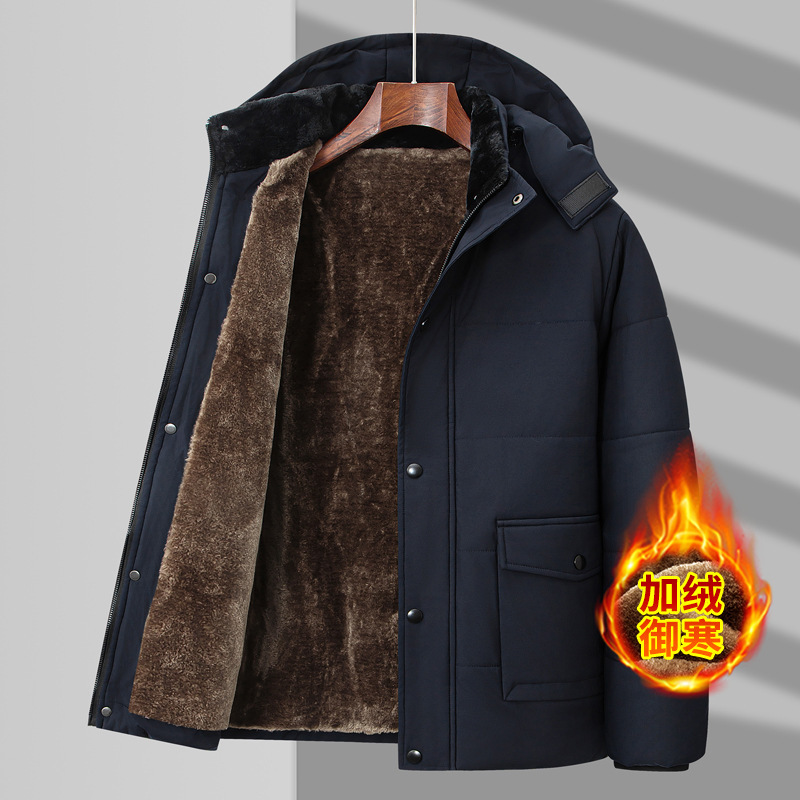 M-8XL extra-large size father fleece-lined cotton-padded jacket autumn and winter middle-aged cotton-padded jacket men's casual grandpa warm coat