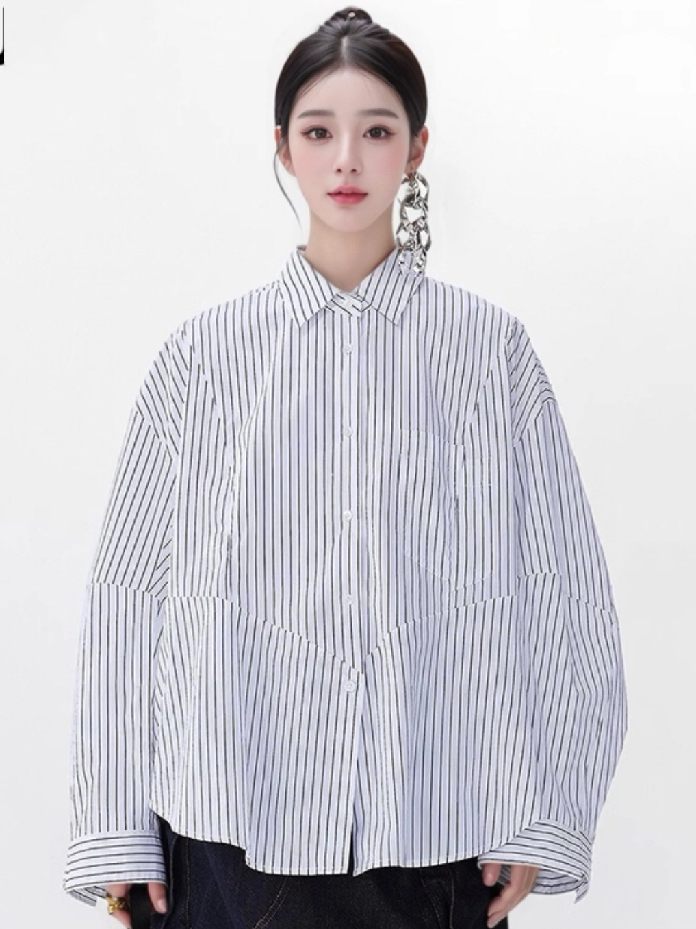 Jn*By Jiangjia 2026 Spring and Summer New Design Cotton Loose Striped Versatile Long-Sleeved Shirt Women's Top