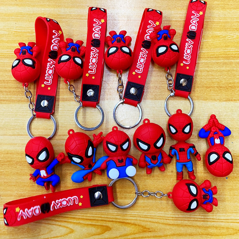 Creative Spider-Man Anime Keychain, Cute Backpack Pendant, Couple Car Key Ornament, Promotional Qr Code Gift