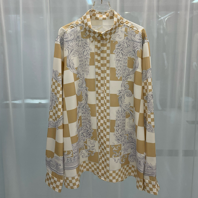 2025 Spring New European and American Cross-Border Fashion Youth Popular Digital Print Men's Long-Sleeve Shirt
