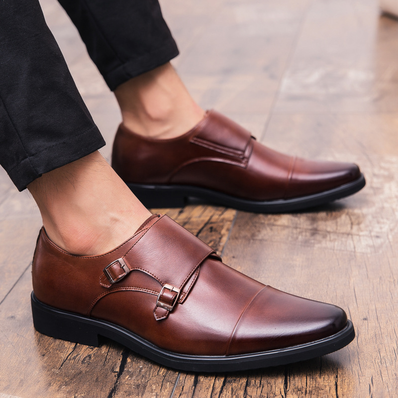 Cross-Border New Men's Pointed Leather Shoes European and American Formal Business Casual Shoes British Style Office Large Size Men's Shoes