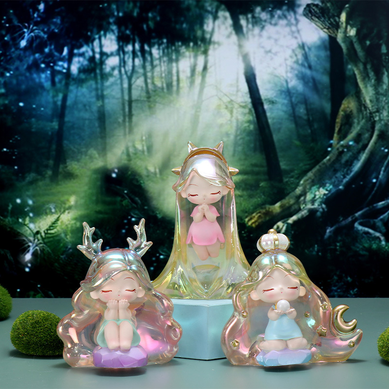 New daydream elf resin blind box ornaments with lights antique creative girl heart girlfriends birthday gift wholesale