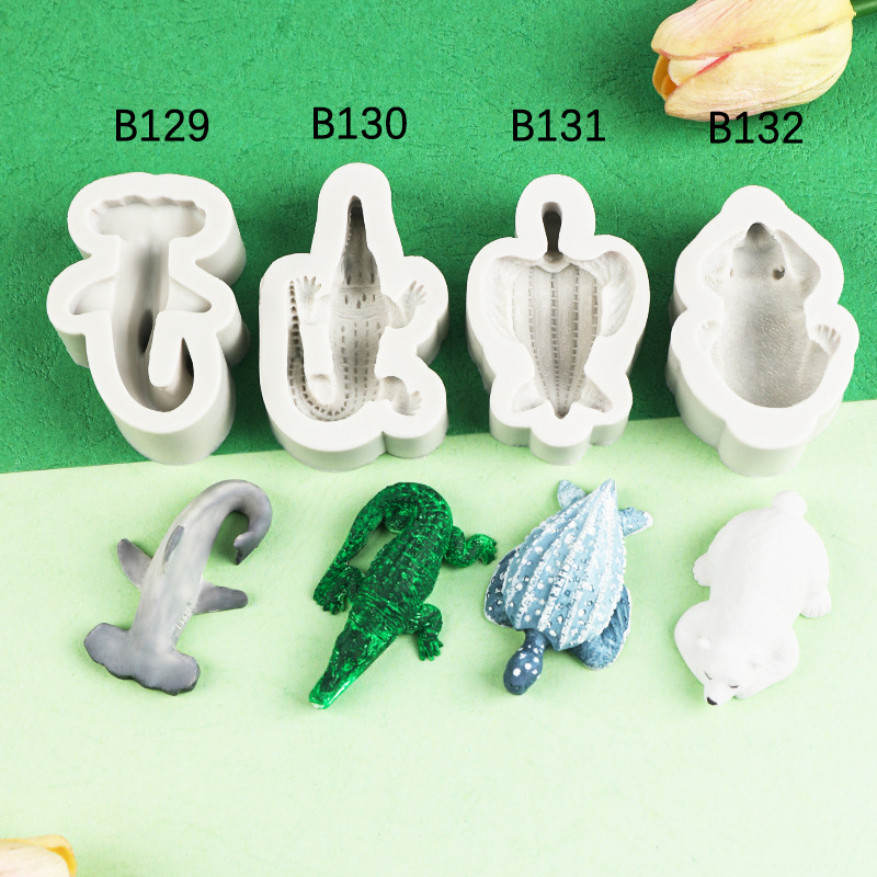 Shark crocodile sea turtle polar bear silicone mold fondant mousse cake diy clay epoxy aromatherapy Stone mold