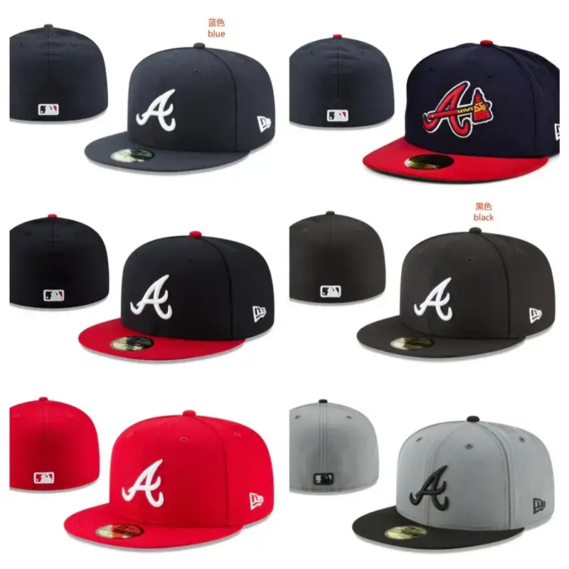 Atlanta Braves Simple Size Cap Closed-Back Baseball Cap Sun Protection Sunshade Cap Embroidered Cap