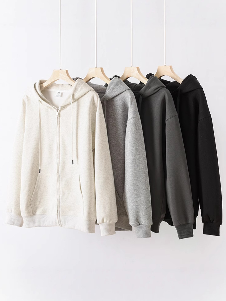 Wow, Custom-Made Chinese Cotton Double-Layer Hooded Zip-Up Cardigan for Men and Women, Hoodie Sweatshirt Jacket, Autumn and Winter Sports Casual Top
