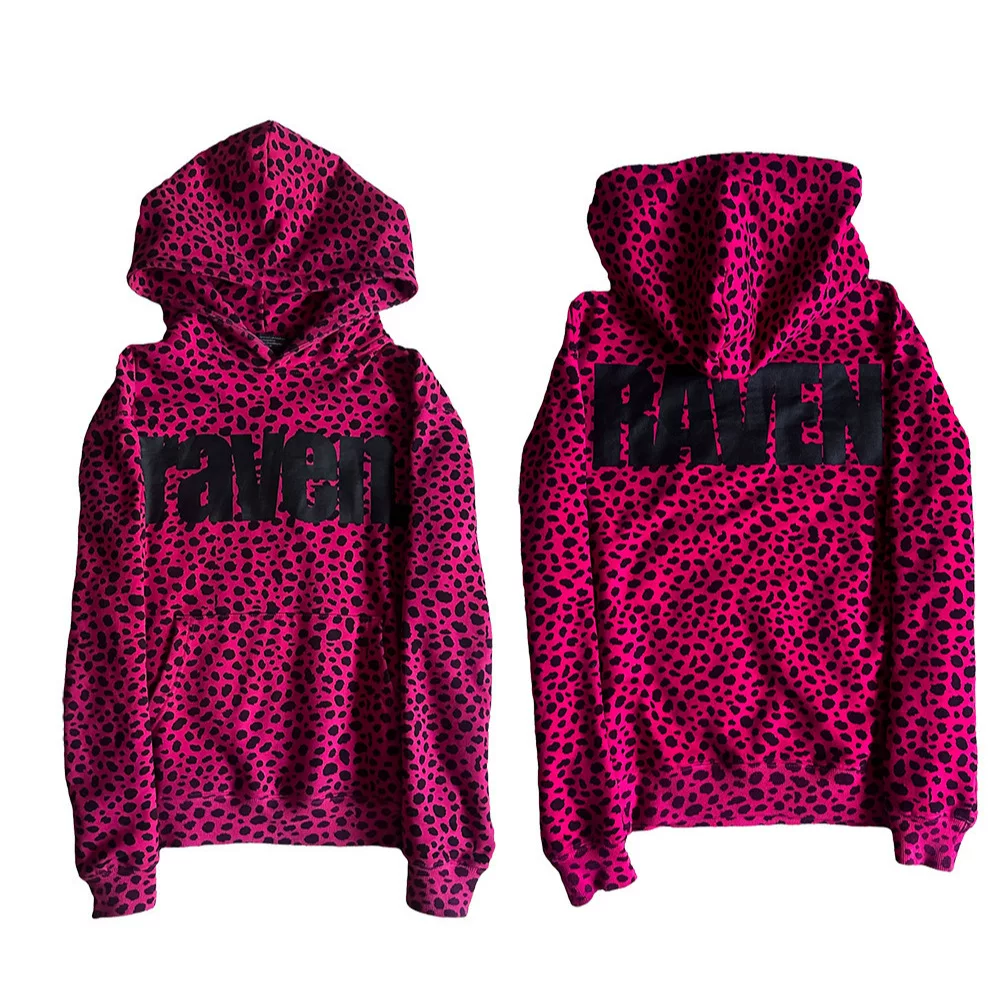 Dark long sleeved hooded pullover with retro letter print y