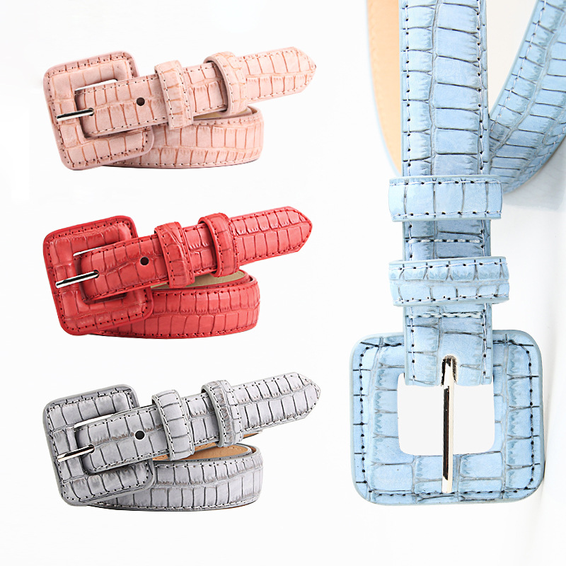 New Sweet Light Luxury Japanese and Korean Style Women's Belt Fashion Decorative Belt Women Stone Pattern Buckle Belt Women Wholesale