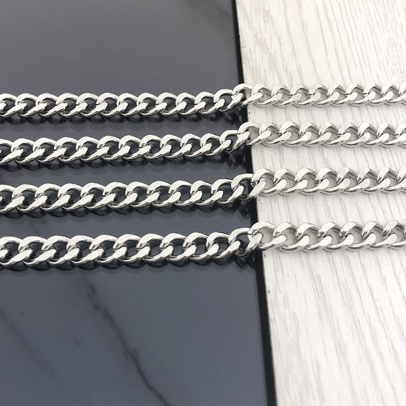 Multi-Specification Stainless Steel Double-Sided Grinding Chain Hip-Hop Style Bracelet Necklace Pants Chain Luggage Chain DIY Jewelry Accessories