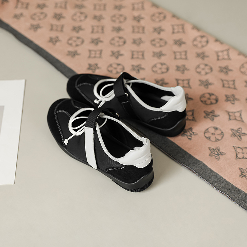 Cowhide Edition Shallow Mouth Sweet Cool Sports Style Mary Jane Shoes Soft Sole All-match Comfortable Casual Single-layer Shoes Flat Ballet Shoes