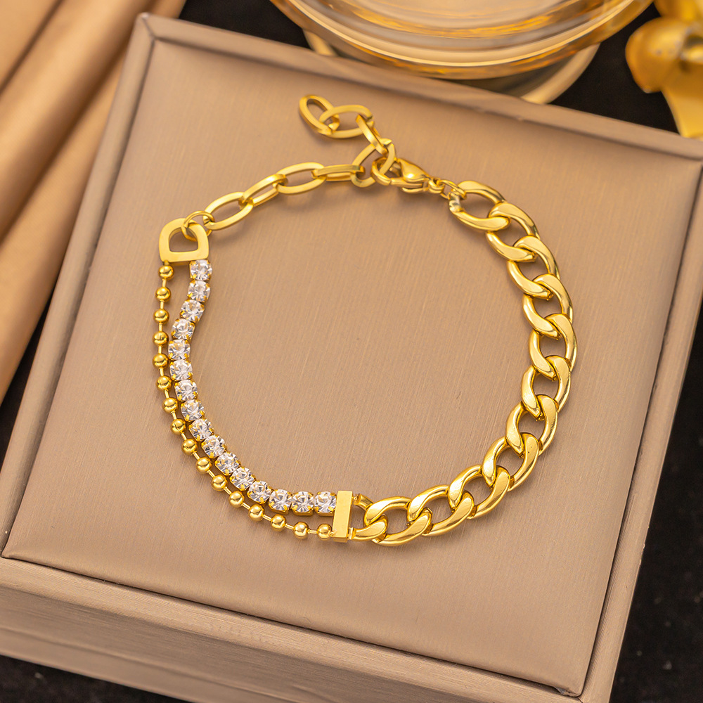European and American New Golden Moss password diamond double-layer stainless steel bracelet women's bracelet wholesale cross-border exclusive