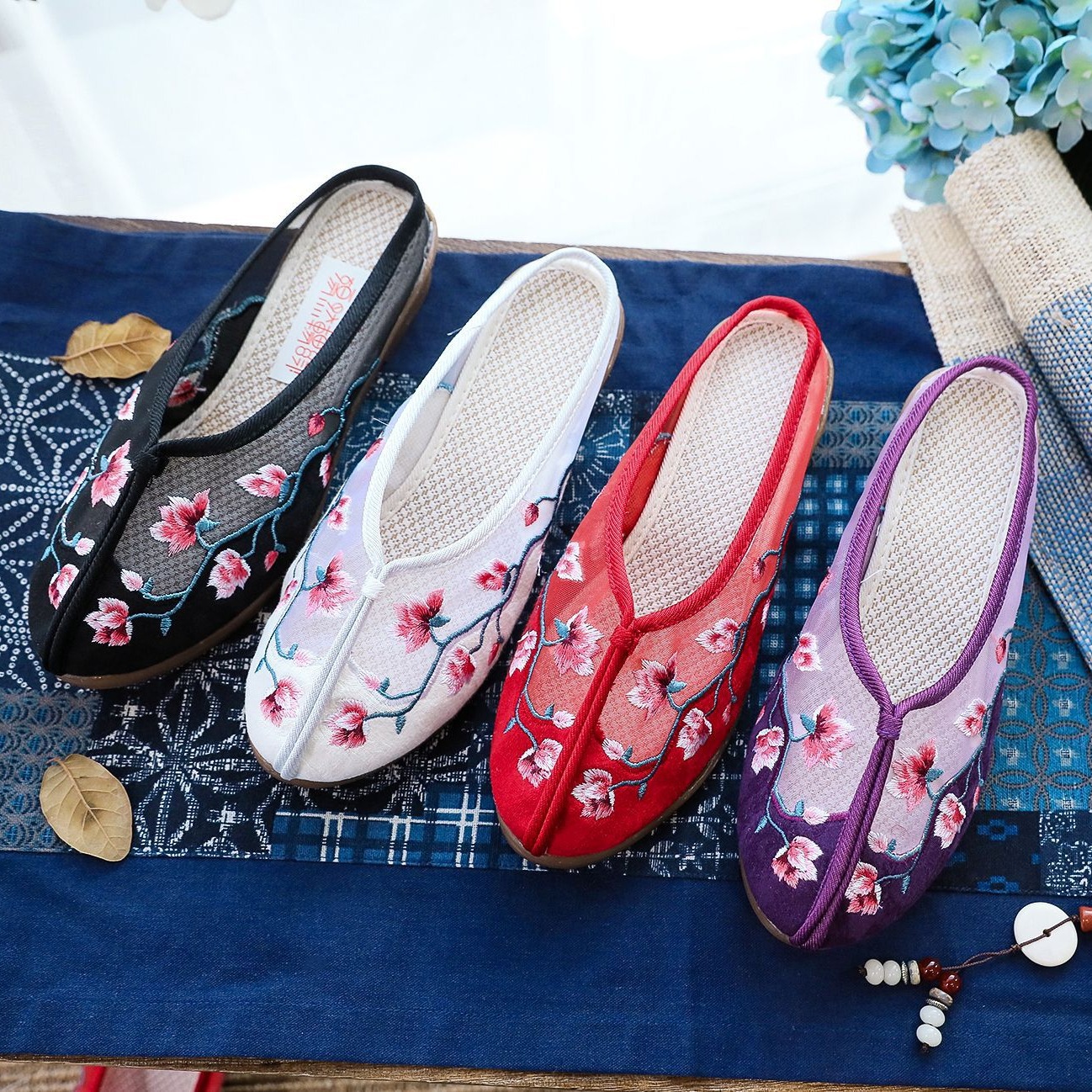 Slippers Mesh Shoes Embroidered Sandals Cloth Shoes Women's Summer Fashion Mesh Embroidered Women Sandals Slippers