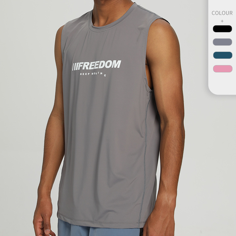 Sports Basketball Vest Men's Summer Waistcoat Ice Silk Quick-Drying Sleeveless T-Shirt Loose Running Training Fitness Clothes