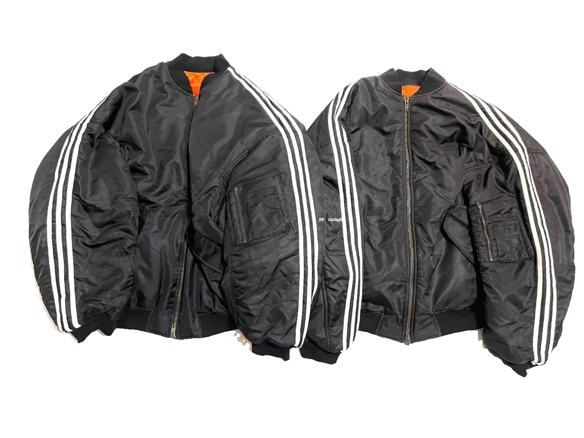 现货）23FW 条纹拼接bomber廓型飞行员棉服-Lucky8
