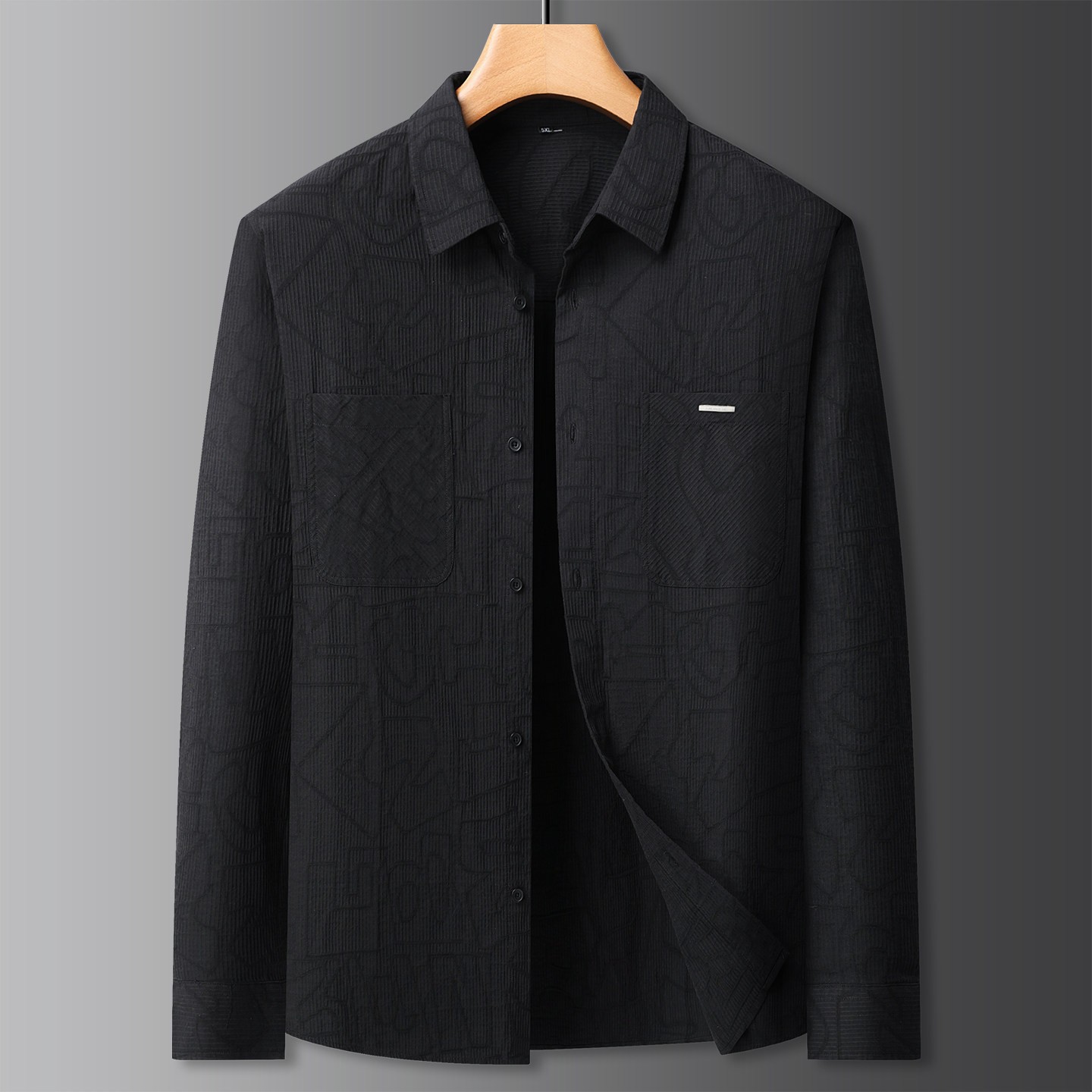 Fat Brother 2026 Plus Size Men's Fashion Jacquard Jacket Shirt Loose Casual Turn-Down Collar Jacket Coat