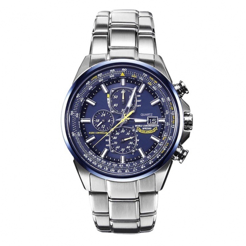 2023 cross-border e-commerce, business men's 6-pin quartz watch, blue angel steel belt can be a generation of hair