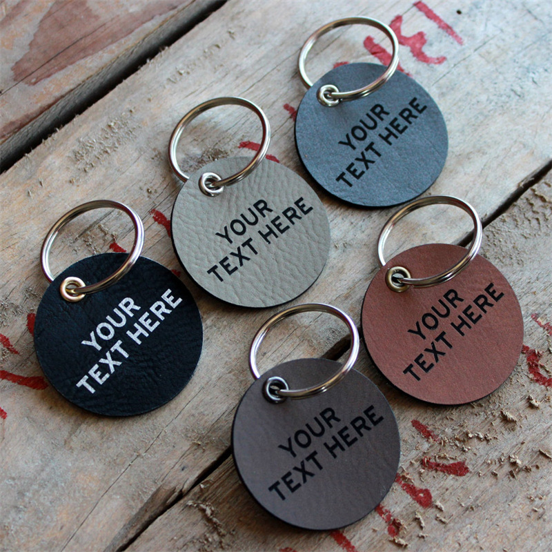 Leather Key Chain Pet Tag Dog Anti-Lost Identity Tag Pet Collar Identity Tag Tag with Engraved Logo