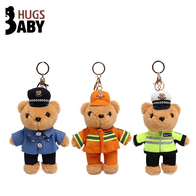 Baby genuine goods Traffic Police Bear Doll Plush Toy Pendant Internet Celebrant Police Teddy Bear Doll Bag Hanging Accessories
