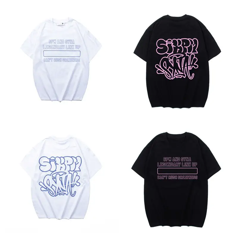 American High Street Syna Joint Central Retro Street Letter Printed Short-Sleeved T-Shirt Men's and Women's Loose Tops Trendy