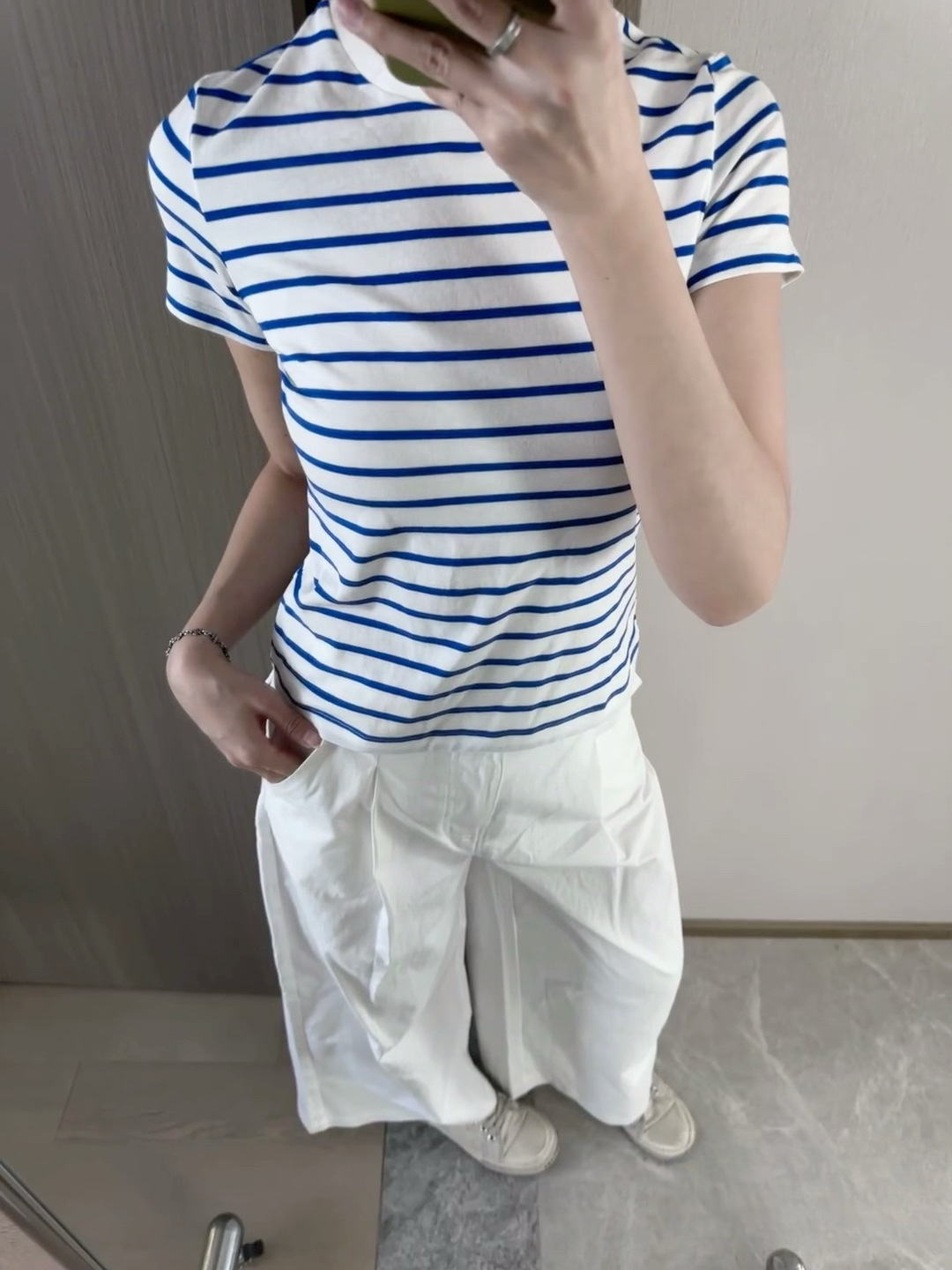 Striped T-shirt Short-sleeved Classic Multicolor Striped Crewneck Pure Cotton Basic Bottoming Inner Fit Short-sleeved T-shirt 5311