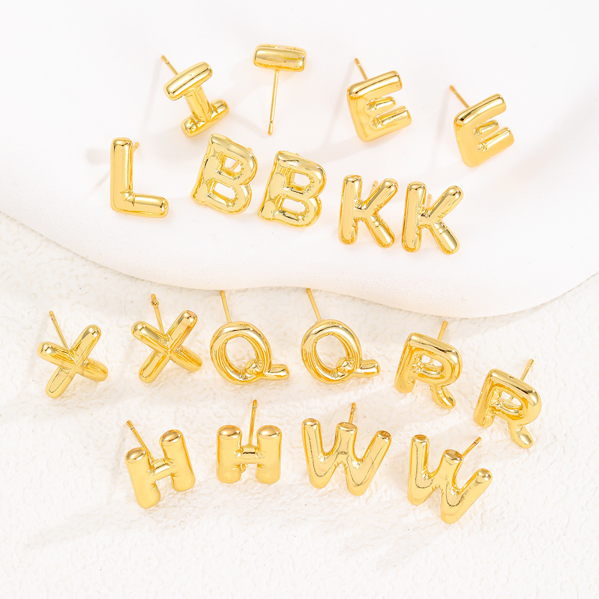 European and American Niche Cute Internet Celebrity Popular Earrings Plated with 18K Gold Party Balloon Letter Exquisite Glossy Earrings Wholesale