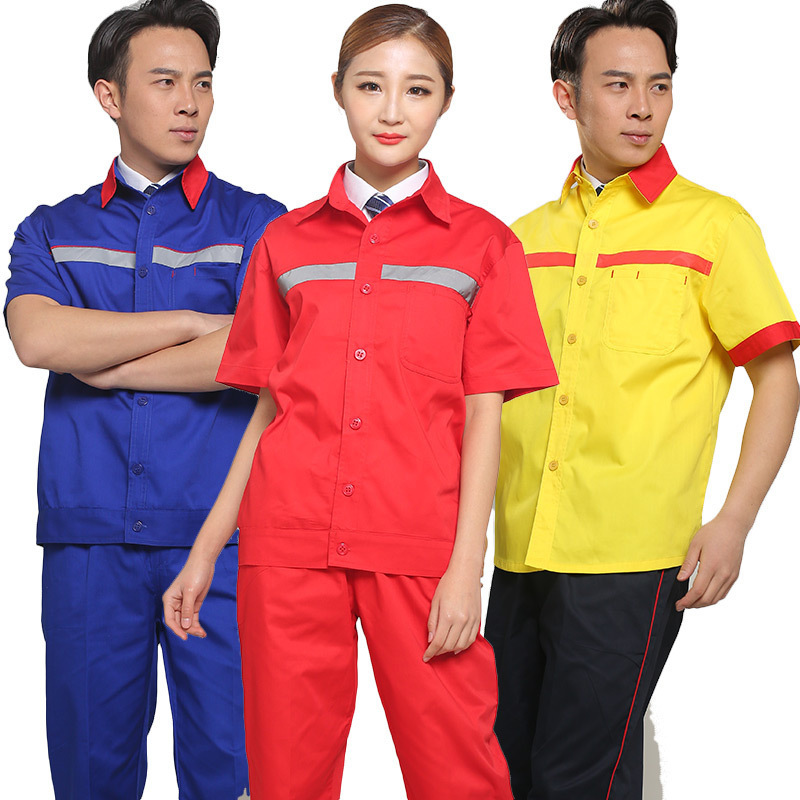 New work clothes summer short-sleeved workwear top gas station gas station half-sleeved electric work clothes suit