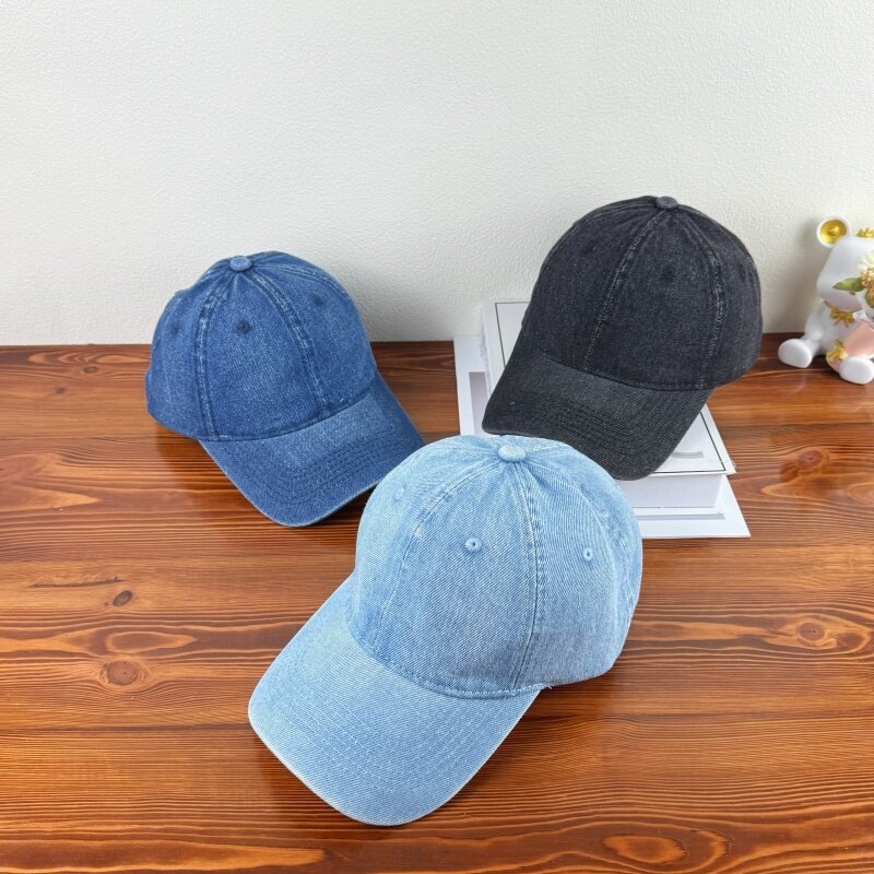 Spring and Summer New Korean Style Washed Versatile Baseball Cap for Men and Women, Wide-Brimmed Sun Protection Hat, Street Fashion Denim Duckbill Cap
