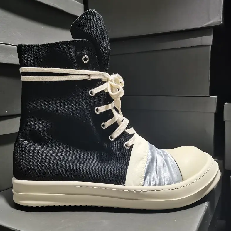 Summer Women's Trendy High-Top Canvas Shoes, Versatile Thick-Soled Milk-Scented Fashionable Couple's Trbottomy Shoes, Dark Sports and Casual Shoes for All Seasons