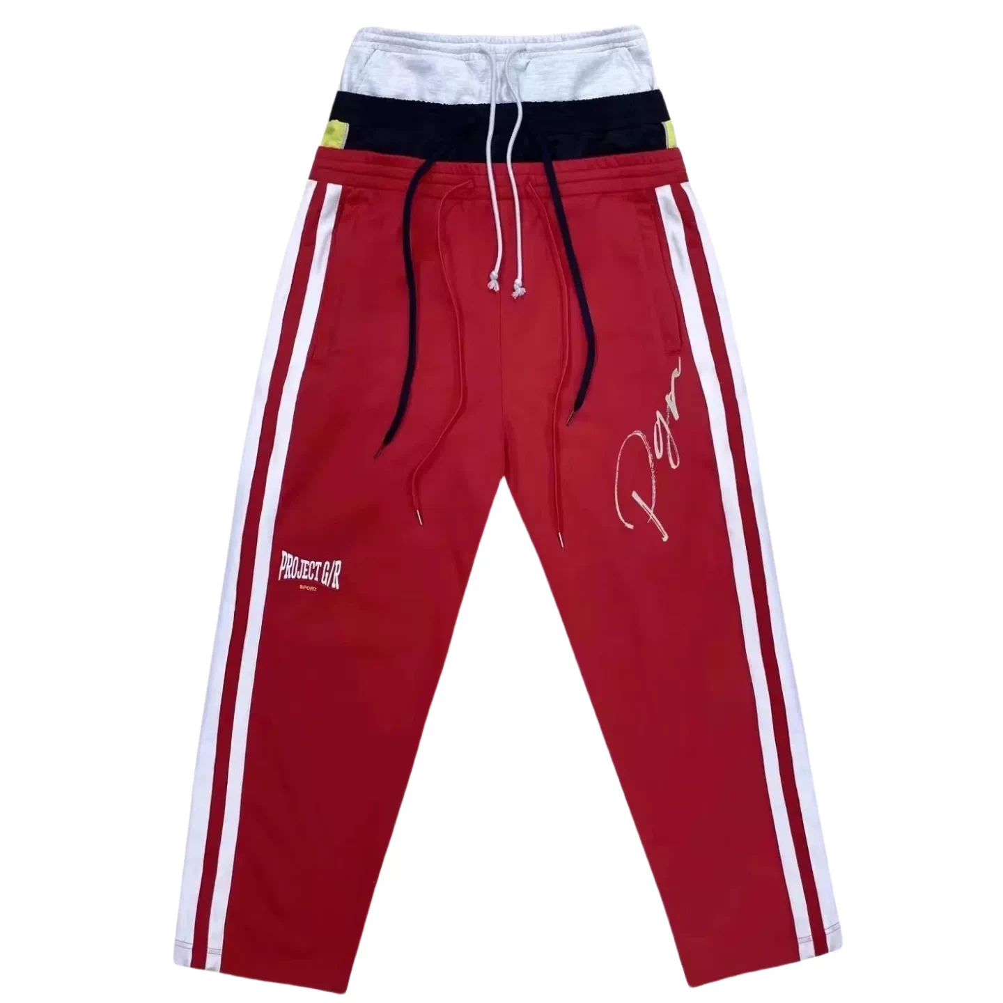 Original GR 25ss new fake three waisted striped embroidered loose sports pants with patchwork sweatpants