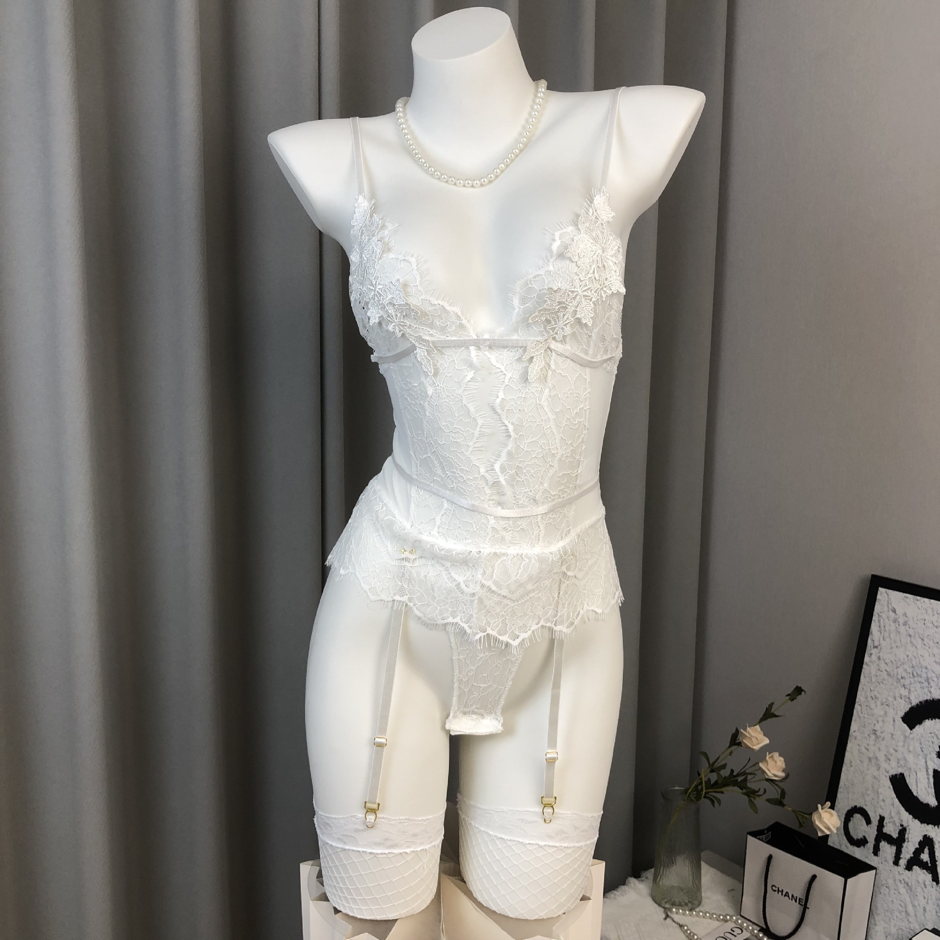 Lace Transparent Seductive Open-Crotch Bunny Girl Mesh Lingerie Wholesale 8092 Cute