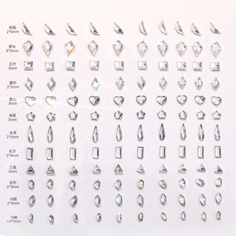 K9 imitation huazi cut nail diamond jewelry new inverted edge white big small size horse eye love flat shaped diamond wholesale
