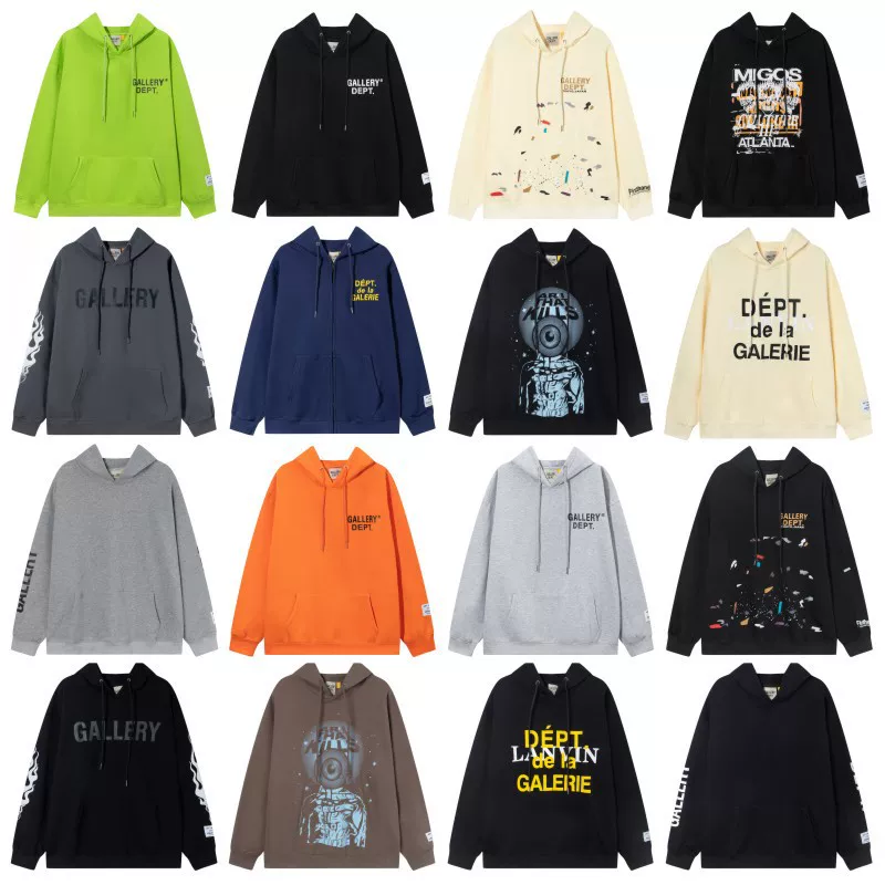 American Niche Fashion Brand Gallery Dept Splash-Ink Hooded Sweatshirt for Men, High Street Autumn and Winter Pullover Jacket for Women