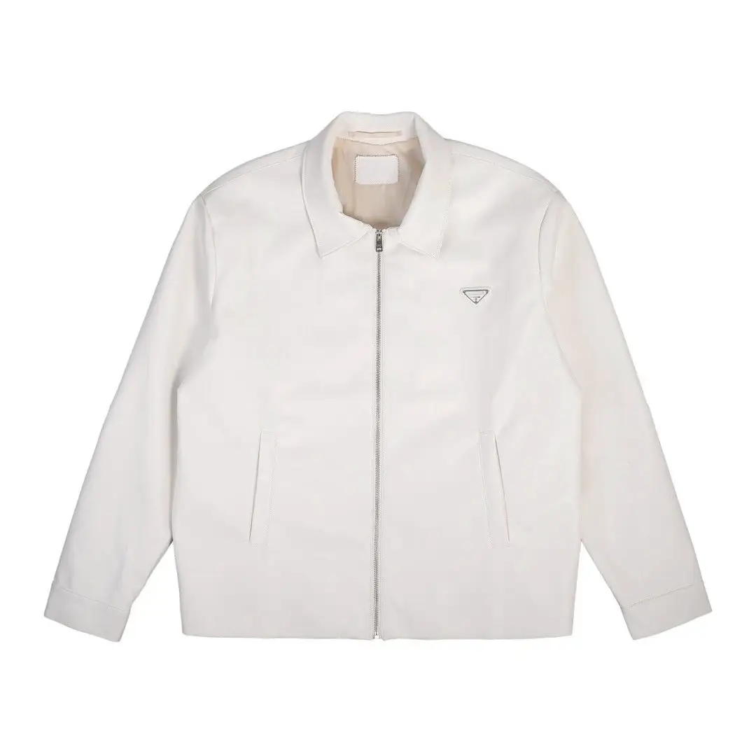 Version P: Early Autumn Home Commute 25s Classic Pu Jacket for Men and Women, Solid and Casual High Speed Railway Jacket, Triangle South Oil * No Quality Issues, No Reason for Return