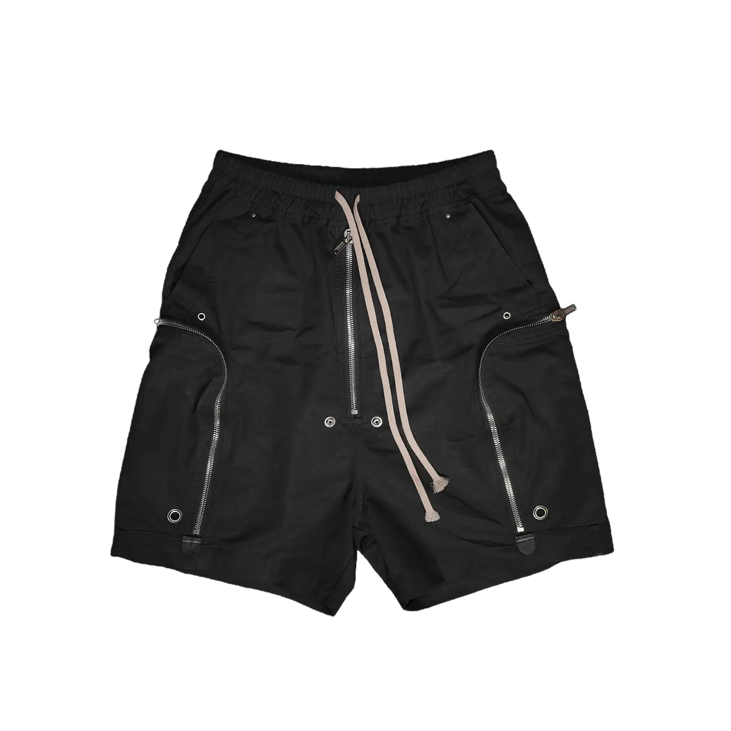 Rog Ro 25Aw Zipper Workwear Dark Style Men's Avant-Garde Design Five-Point Shorts New Black Pocket Bombshell Pants