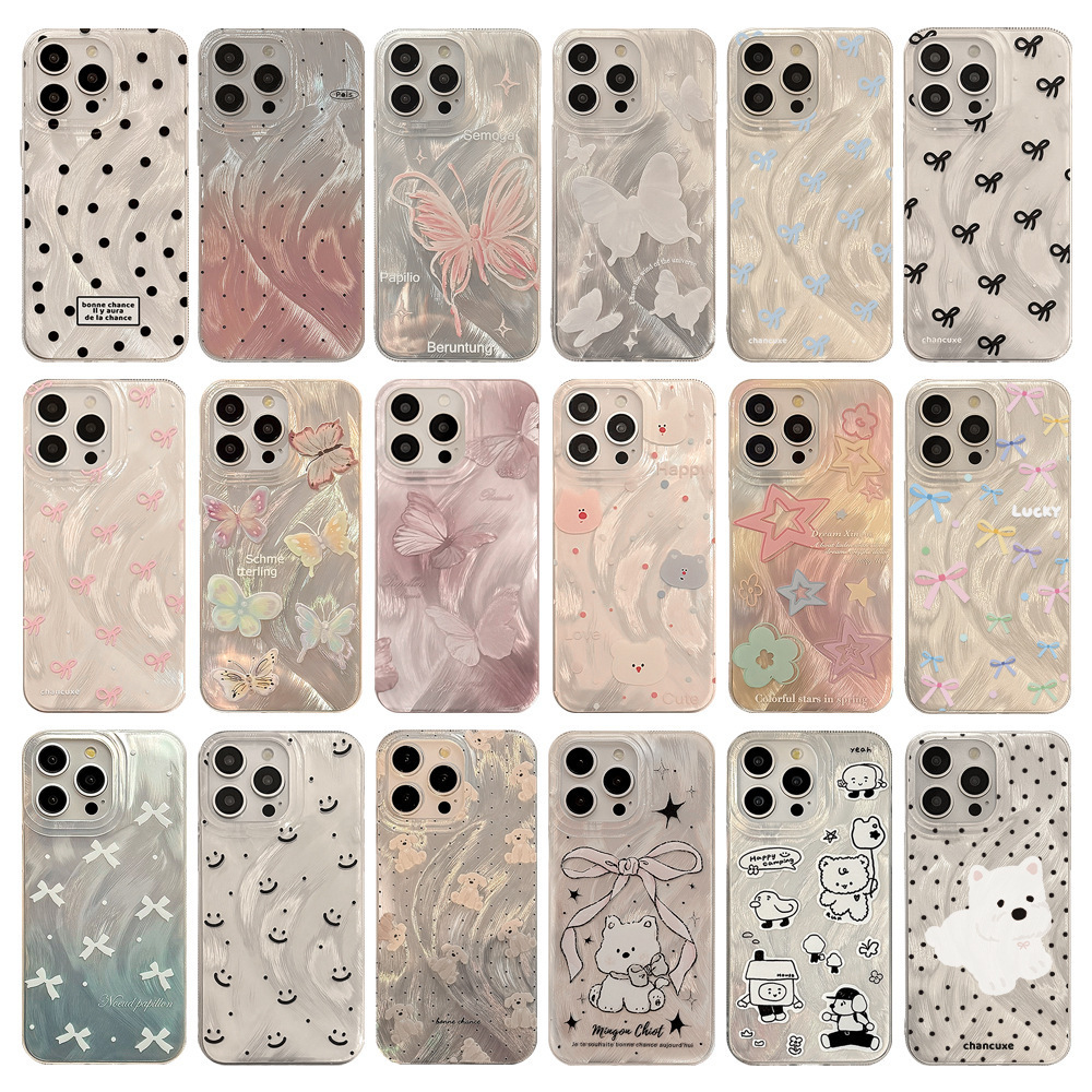 High-End Feather Yarn Polka Dot Case Iphone17Promax Mobile Phone Case Apple 16Imd Color Silver 15 Electroplated Case 14