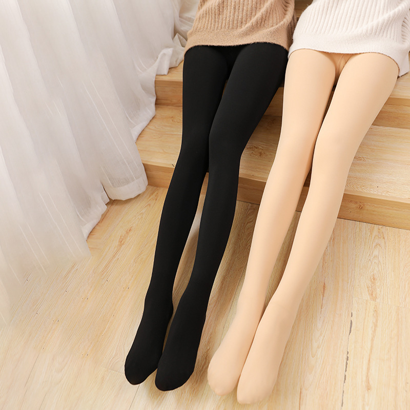 Wholesale water light socks fleece-lined thickened women's winter leggings non-pilling small black pants integrated pantyhose light leg artifact