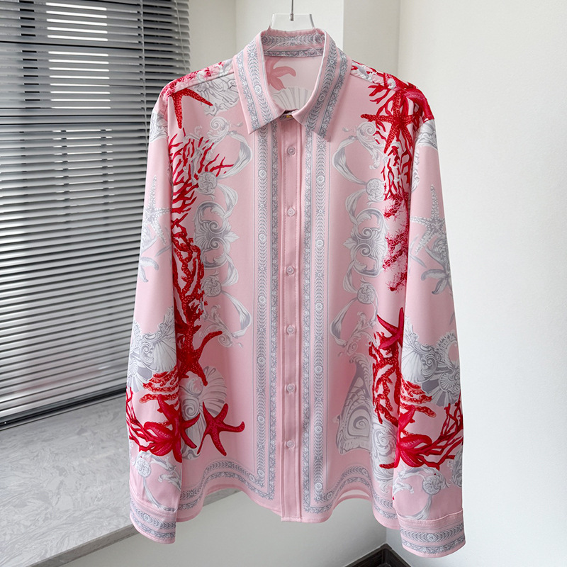 Spring and Summer New European and American Cross-Border Foreign Trade Fashion Youth Popular Digital Print Men's Short-Sleeved Collared Shirt