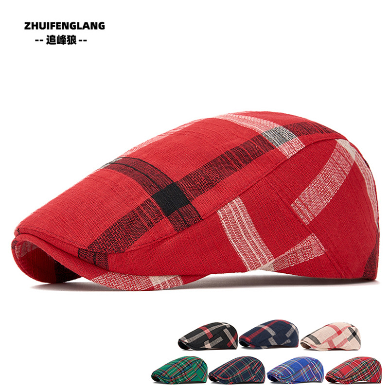 Amazon Colorful Plaid Forward Cap for Men and Women, Fashionable Baseball Cap, Beret, British Newsboy Cap, Painter's Hat