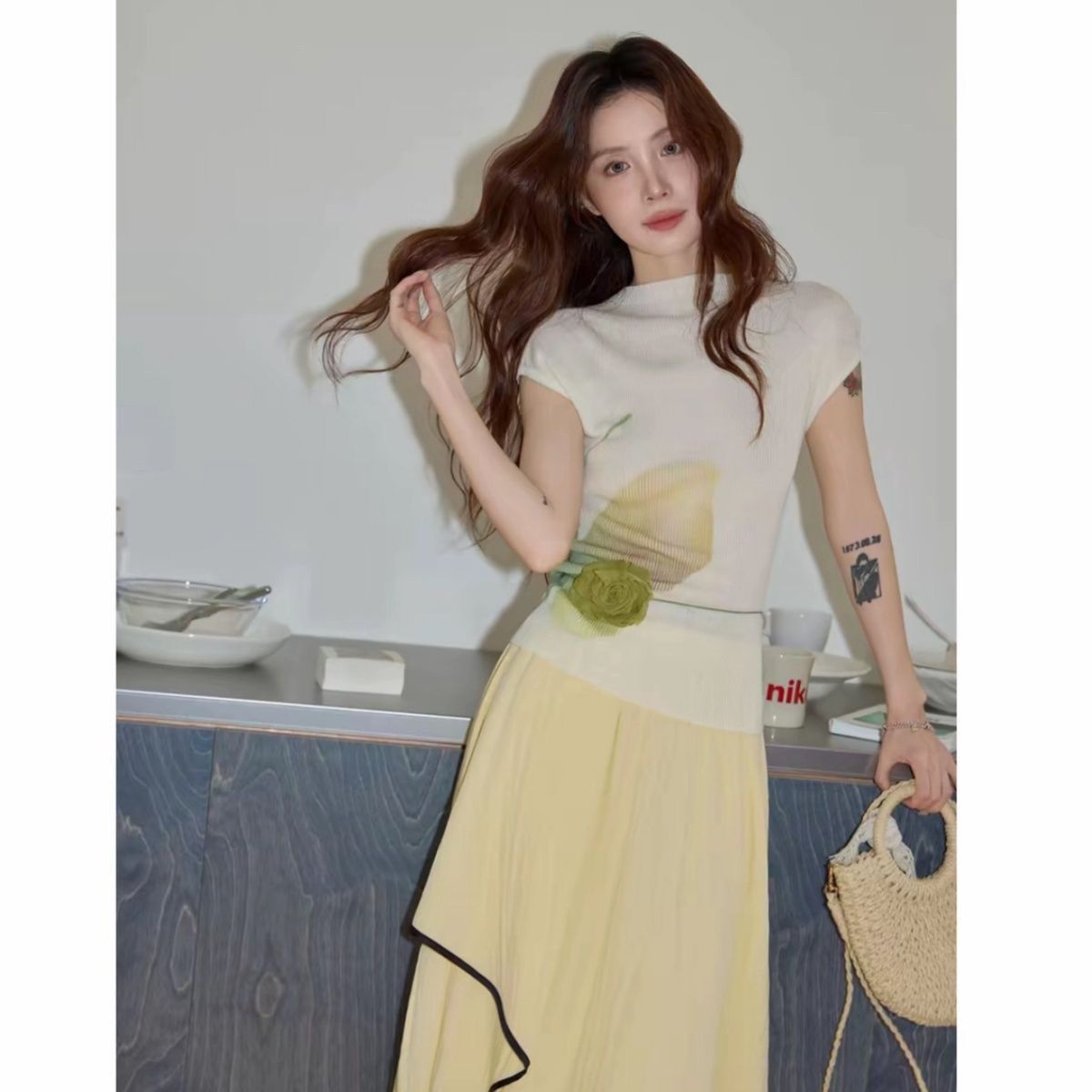 2026 Summer New Design Sweet Korean-Style Printed Short-Sleeve T-Shirt Casual Fashion Versatile Slim-Fit Top for Women