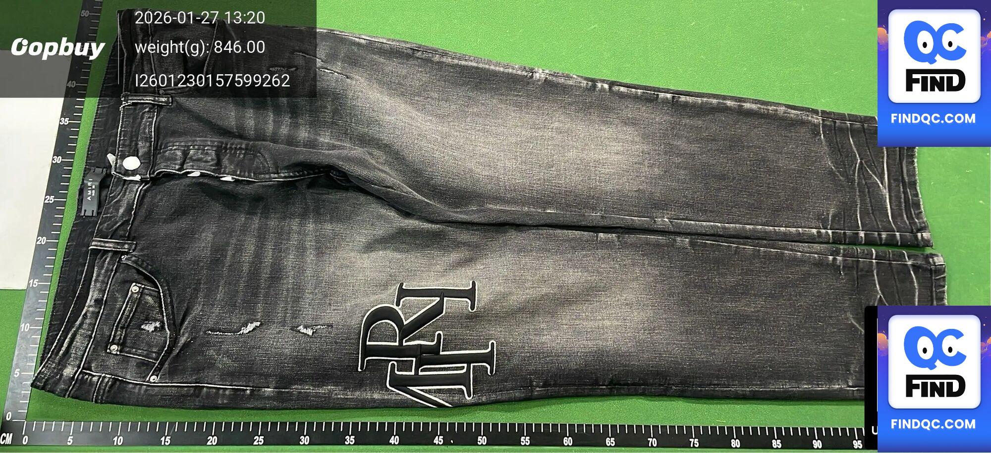JB AMIRI fashion brand ripped patch jeans stretch slim fit skinny jeans one-piece delivery wholesale — QC-foto 3