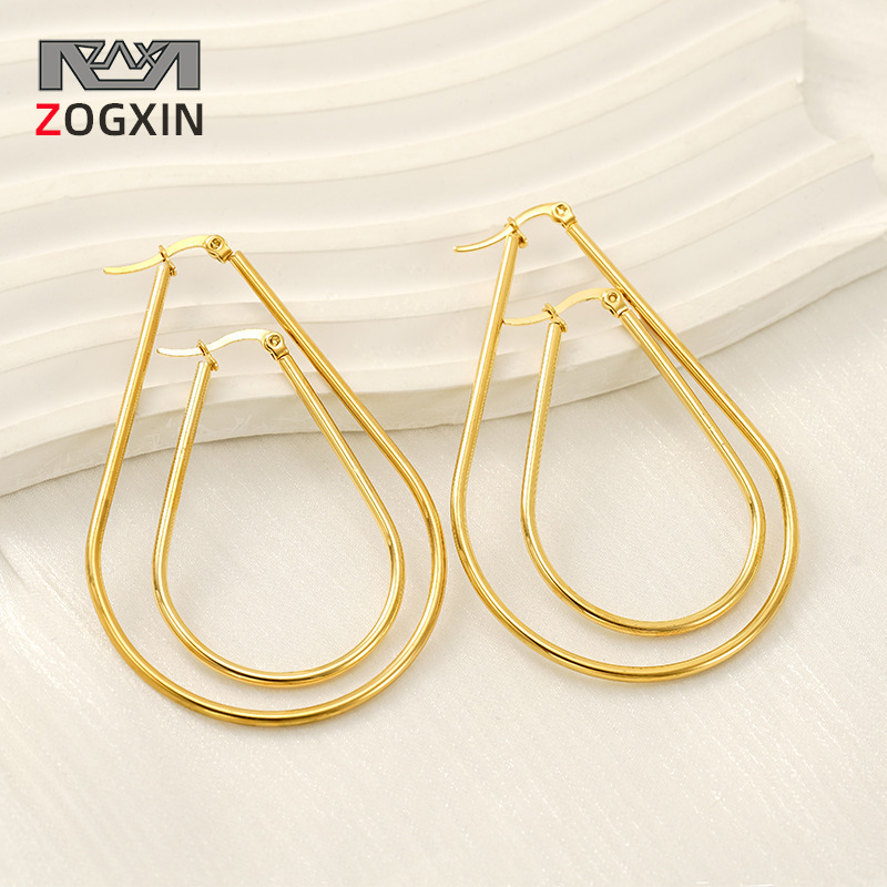 European and American fashion new stainless steel earrings geometric exaggerated personality trend drop shaped earrings earrings in stock wholesale